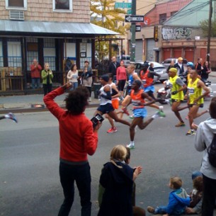 Here's me cheering the marathon runners on, ages ago.