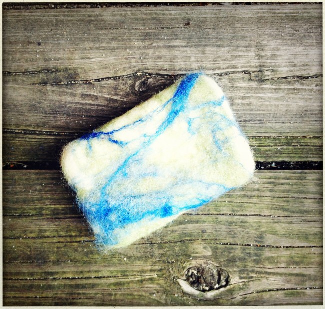 A felted bar of lavender soap from the Southampton Soap Company