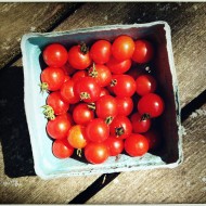 These are the cherry tomatoes that made it home after a trip to Amber Waves. The rest are in our bellies...