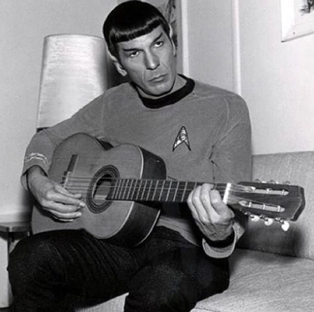Mr Spock plays guitar