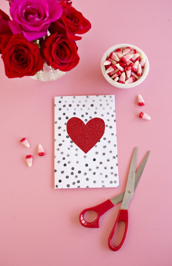 dot cards with glitter heart